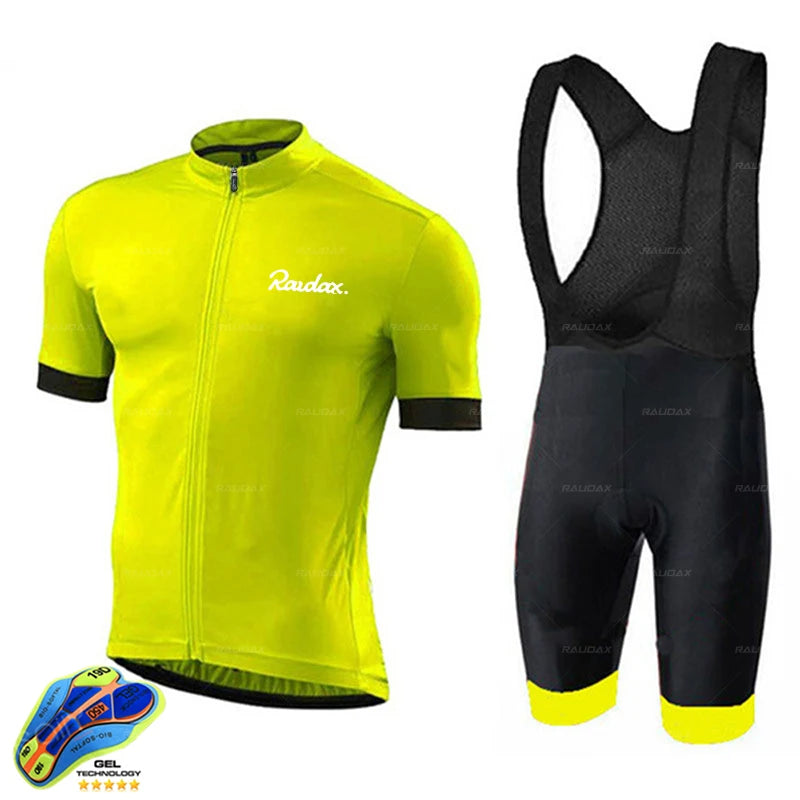 Raudax Cycling Clothing 2025 red colour Ropa Ciclismo Hombre Short Sleeve Cycling Jersey Set Mtb Bike Uniforme Maillot Ciclismo