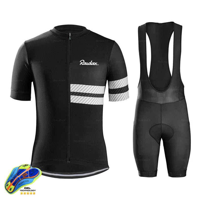 Raudax Cycling Clothing 2025 red colour Ropa Ciclismo Hombre Short Sleeve Cycling Jersey Set Mtb Bike Uniforme Maillot Ciclismo