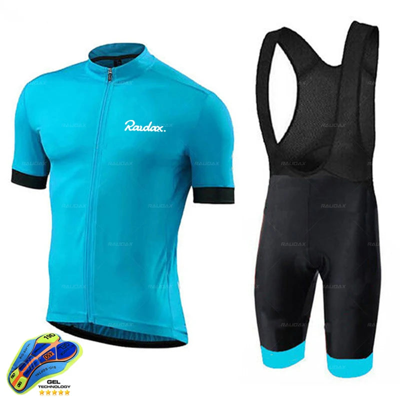 Raudax Cycling Clothing 2025 red colour Ropa Ciclismo Hombre Short Sleeve Cycling Jersey Set Mtb Bike Uniforme Maillot Ciclismo