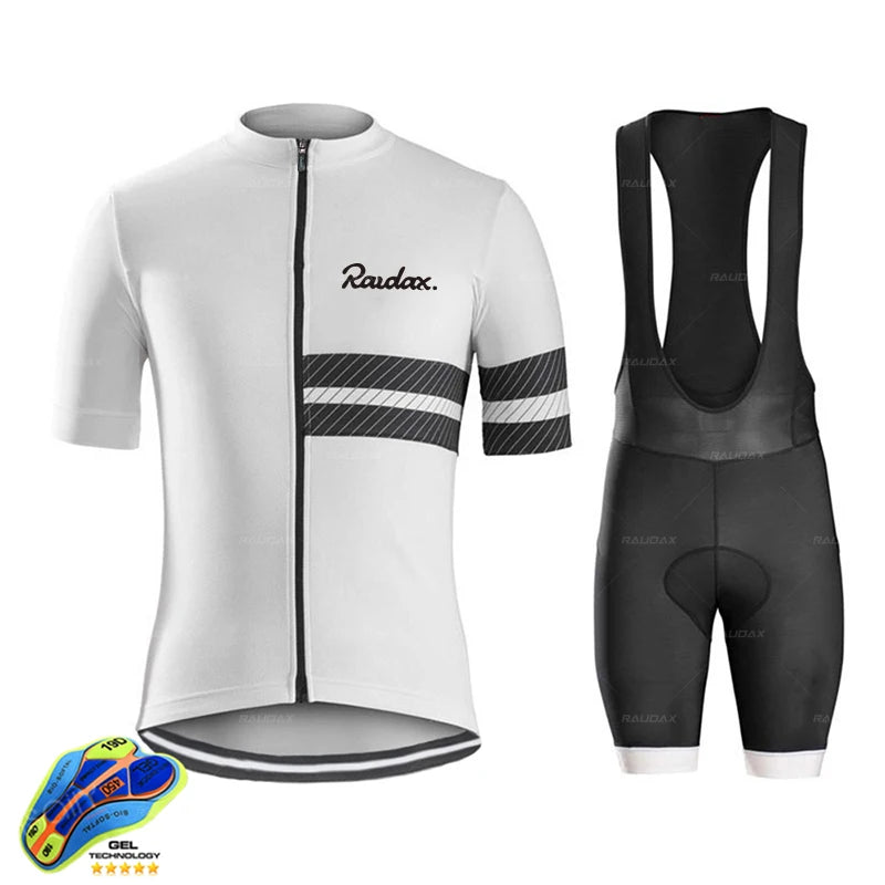 Raudax Cycling Clothing 2025 red colour Ropa Ciclismo Hombre Short Sleeve Cycling Jersey Set Mtb Bike Uniforme Maillot Ciclismo