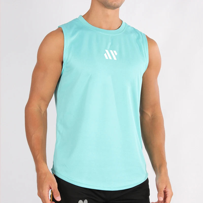 GITF Men's Bodybuilding Vest Gym Workout Mesh Fitness Sleeveless shirt Running wear Stringer Single shirt Summer Accident vest