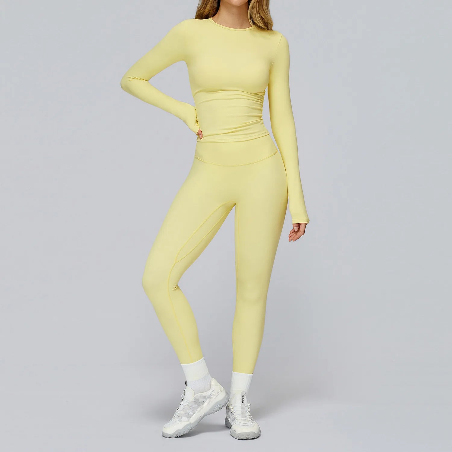long sleeves ropa deportiva mujer Custom workout wear suit women sportswear set activewear high waist fitness yoga sets women