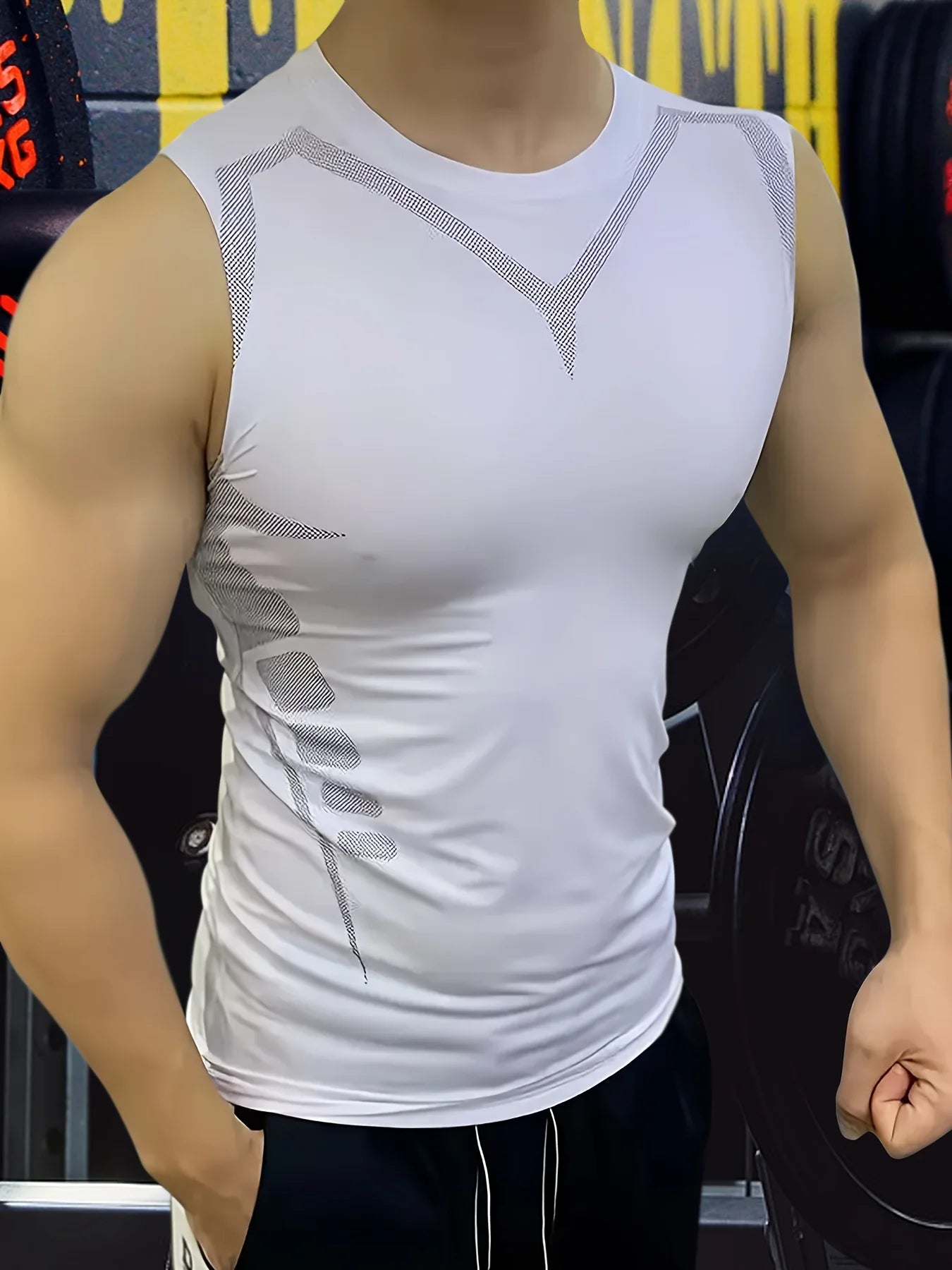 Men's Tight Vest Compression Shirt Breathable Quick Drying Top Sports Workout Gear Wear T Shirt