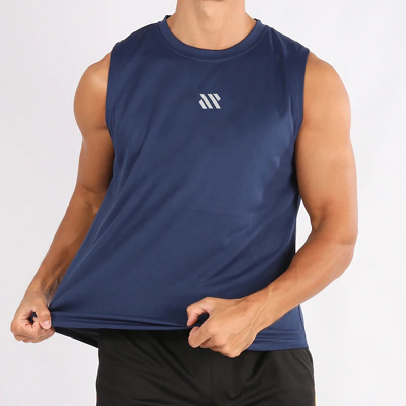 GITF Men's Bodybuilding Vest Gym Workout Mesh Fitness Sleeveless shirt Running wear Stringer Single shirt Summer Accident vest