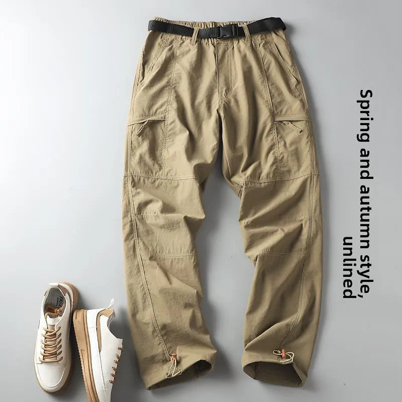 Outdoor Workwear Pants Men's Loose Fleece Lined Thick Soft  Hiking Pants Windproof Waterproof Polyester Fiber Straight Leg