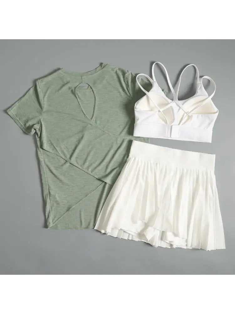 Sports suit for women 2025 summer new yoga fitness bra short-sleeved high-value running training quick-drying suit