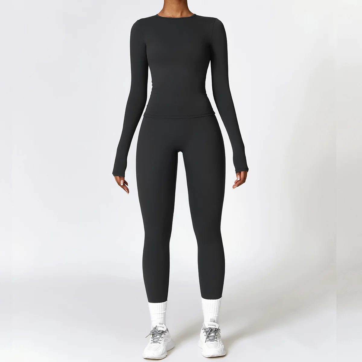 long sleeves ropa deportiva mujer Custom workout wear suit women sportswear set activewear high waist fitness yoga sets women