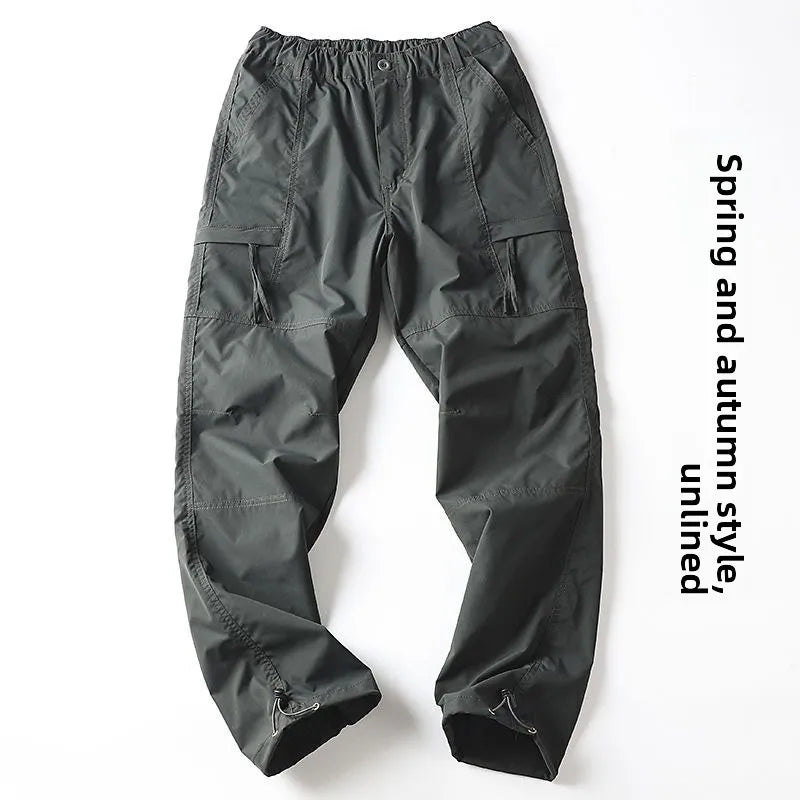 Outdoor Workwear Pants Men's Loose Fleece Lined Thick Soft  Hiking Pants Windproof Waterproof Polyester Fiber Straight Leg