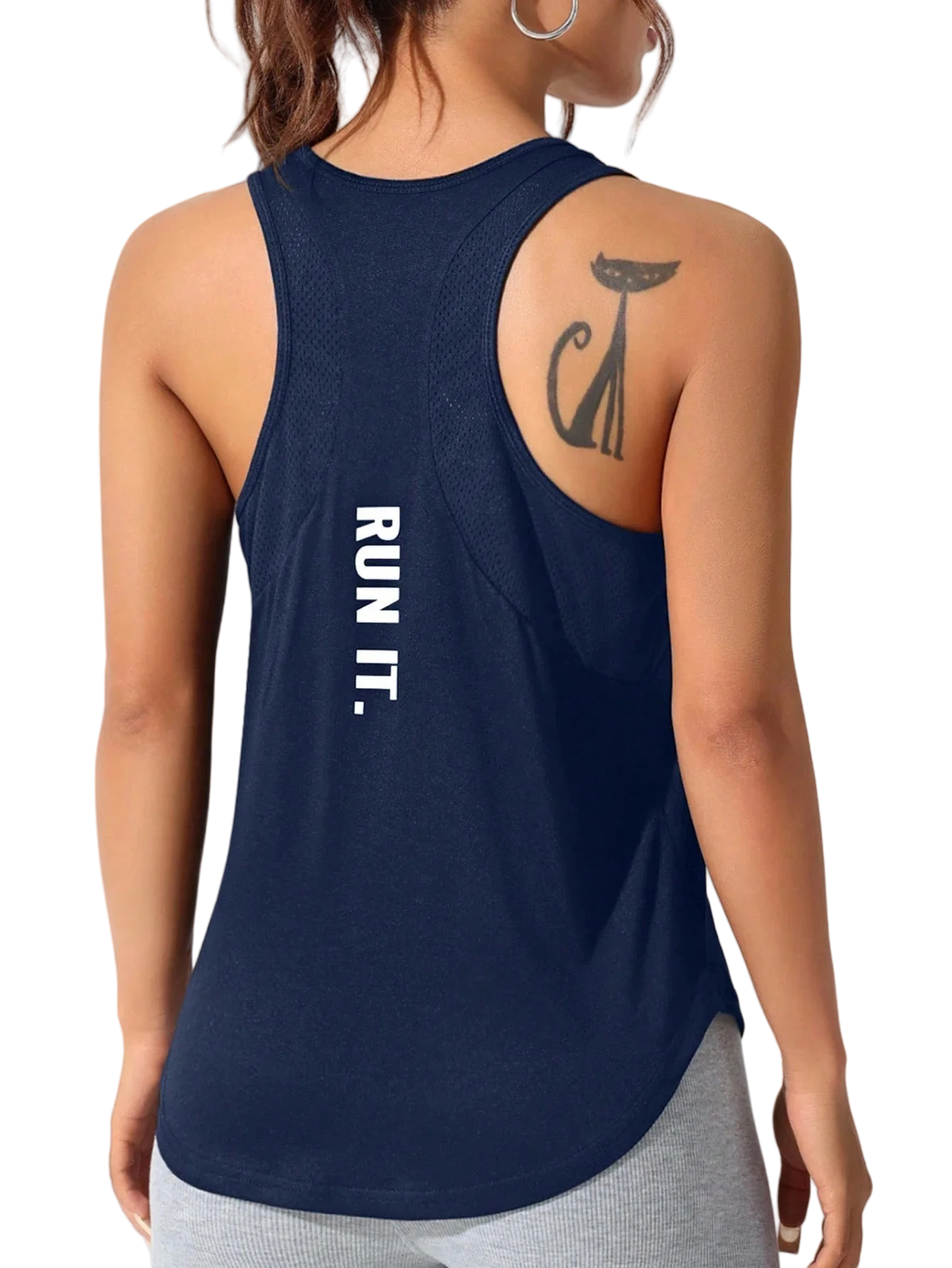 Women's running vest, special letter style, loose long top vest, a good choice for yoga running
