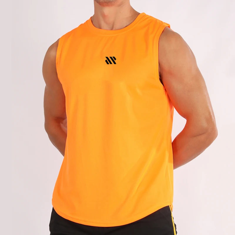 GITF Men's Bodybuilding Vest Gym Workout Mesh Fitness Sleeveless shirt Running wear Stringer Single shirt Summer Accident vest