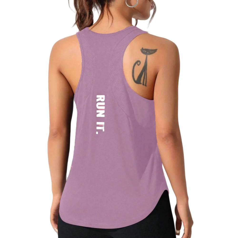 Women's running vest, special letter style, loose long top vest, a good choice for yoga running