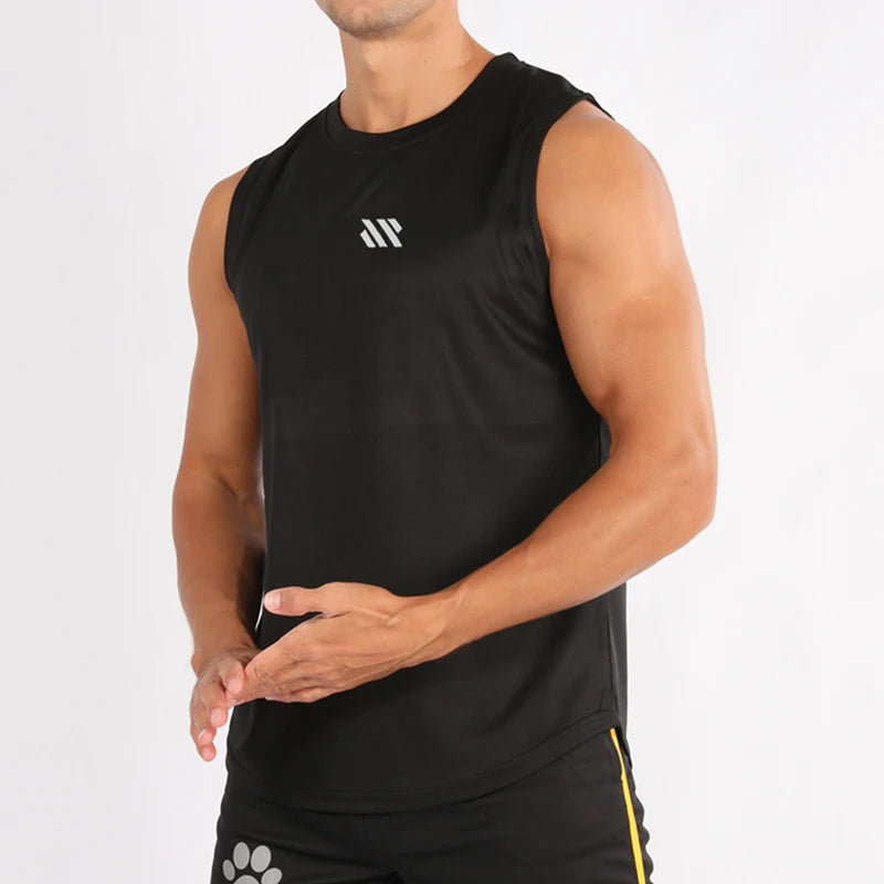 GITF Men's Bodybuilding Vest Gym Workout Mesh Fitness Sleeveless shirt Running wear Stringer Single shirt Summer Accident vest