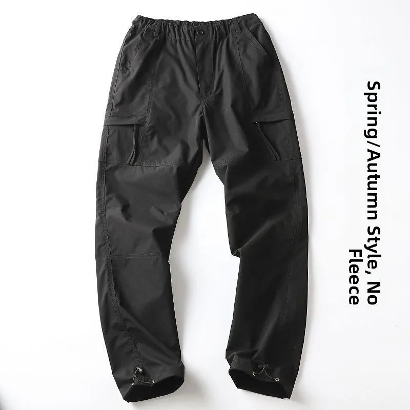 Outdoor Workwear Pants Men's Loose Fleece Lined Thick Soft  Hiking Pants Windproof Waterproof Polyester Fiber Straight Leg