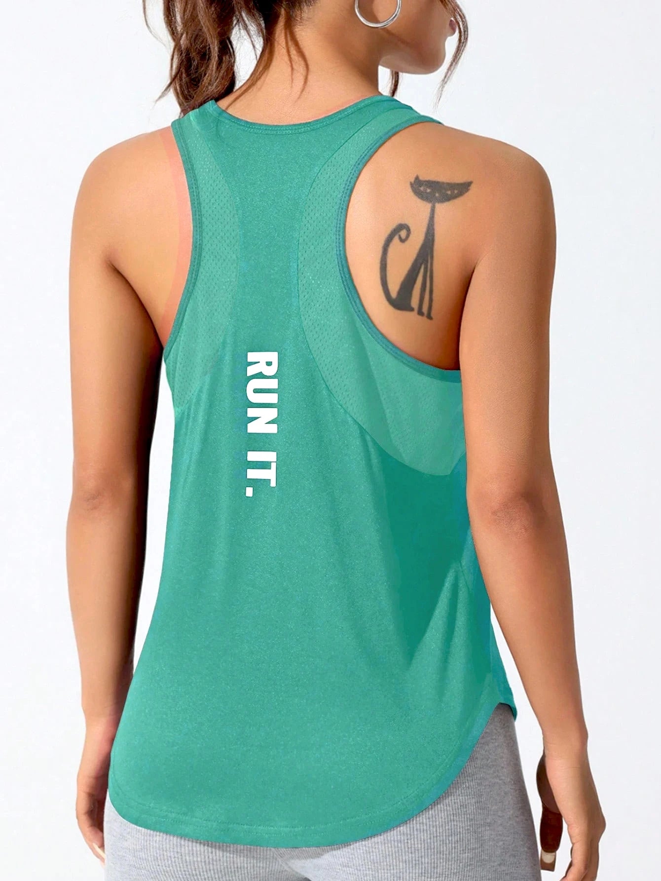 Women's running vest, special letter style, loose long top vest, a good choice for yoga running