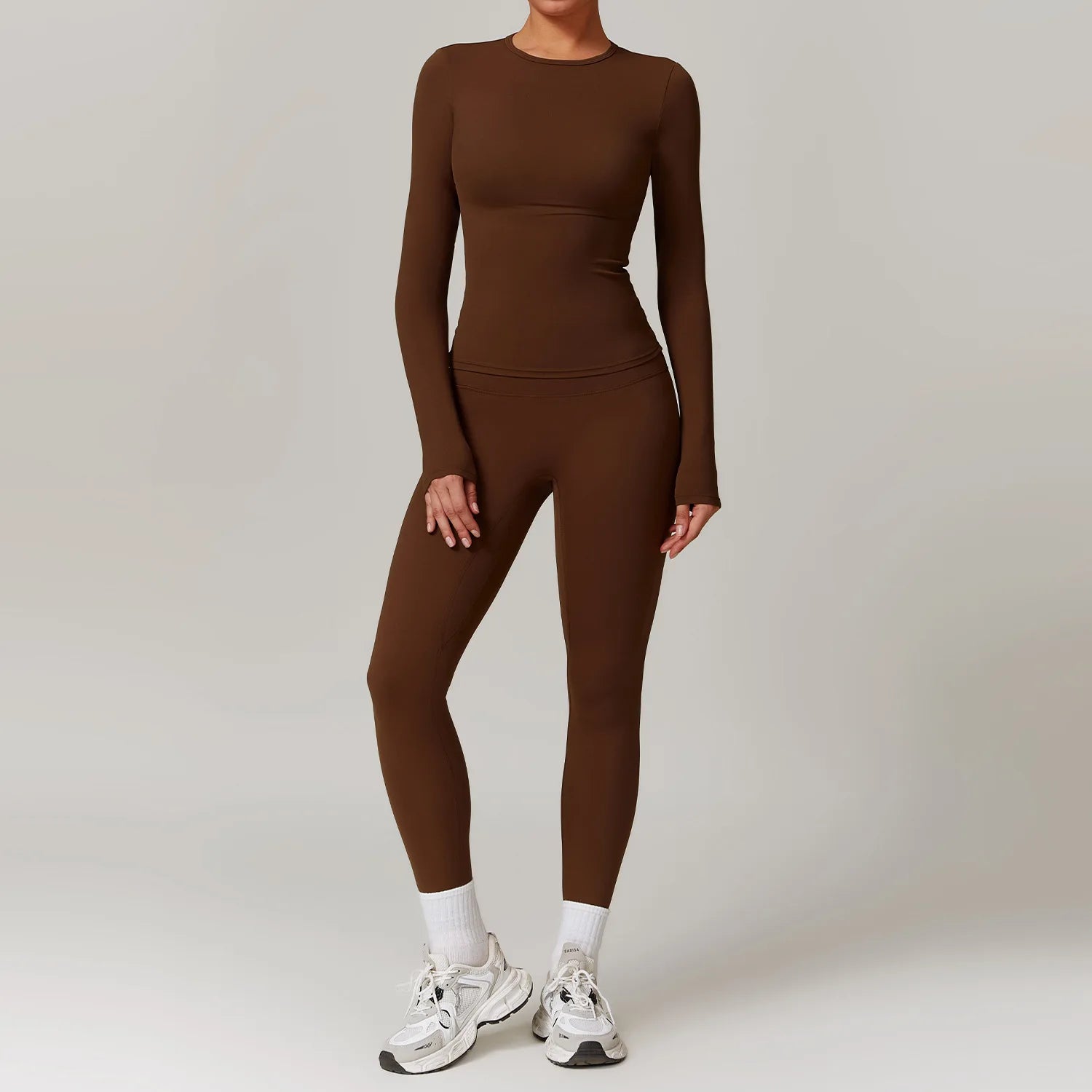 long sleeves ropa deportiva mujer Custom workout wear suit women sportswear set activewear high waist fitness yoga sets women
