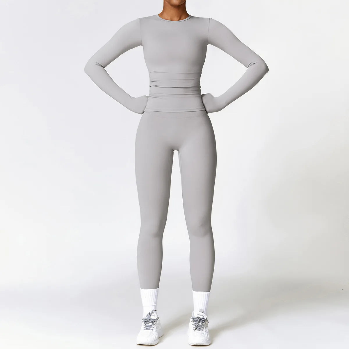 long sleeves ropa deportiva mujer Custom workout wear suit women sportswear set activewear high waist fitness yoga sets women