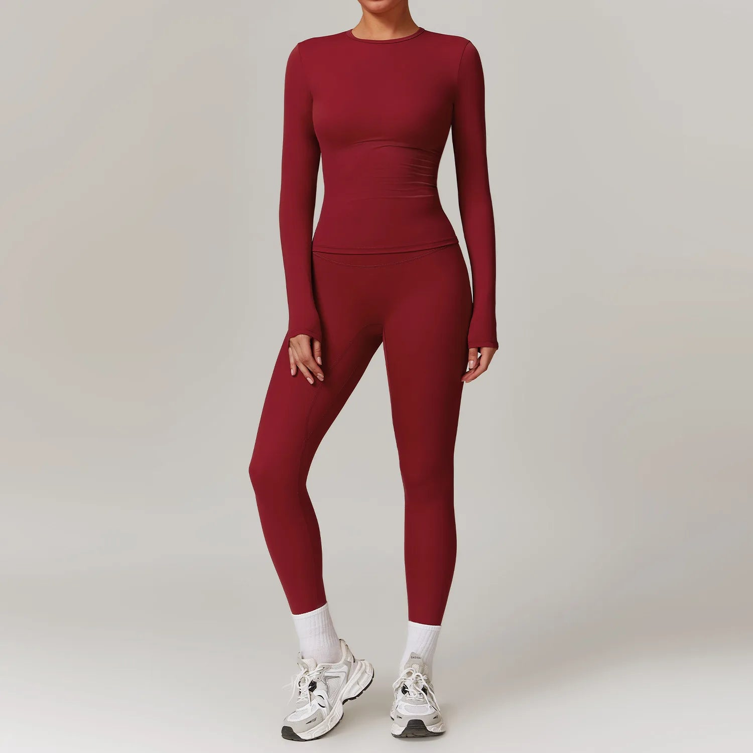 long sleeves ropa deportiva mujer Custom workout wear suit women sportswear set activewear high waist fitness yoga sets women